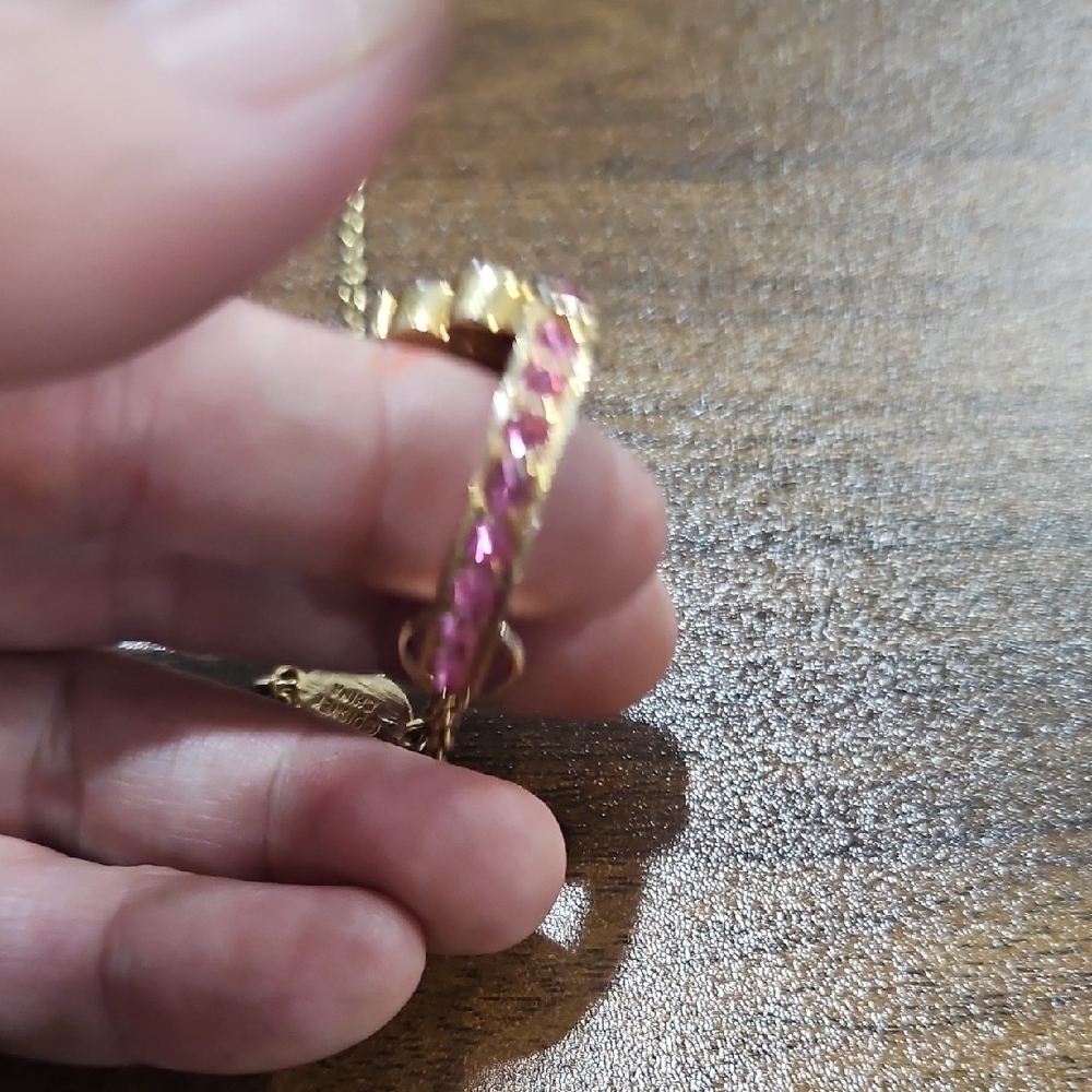 Gold and Pink Crown Pendant Necklace - Picture 5 of 7